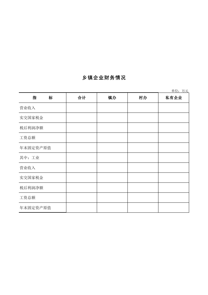 乡镇企业财务情况1-星星万能库