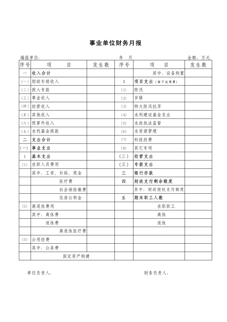 事业单位财务月报-星星万能库