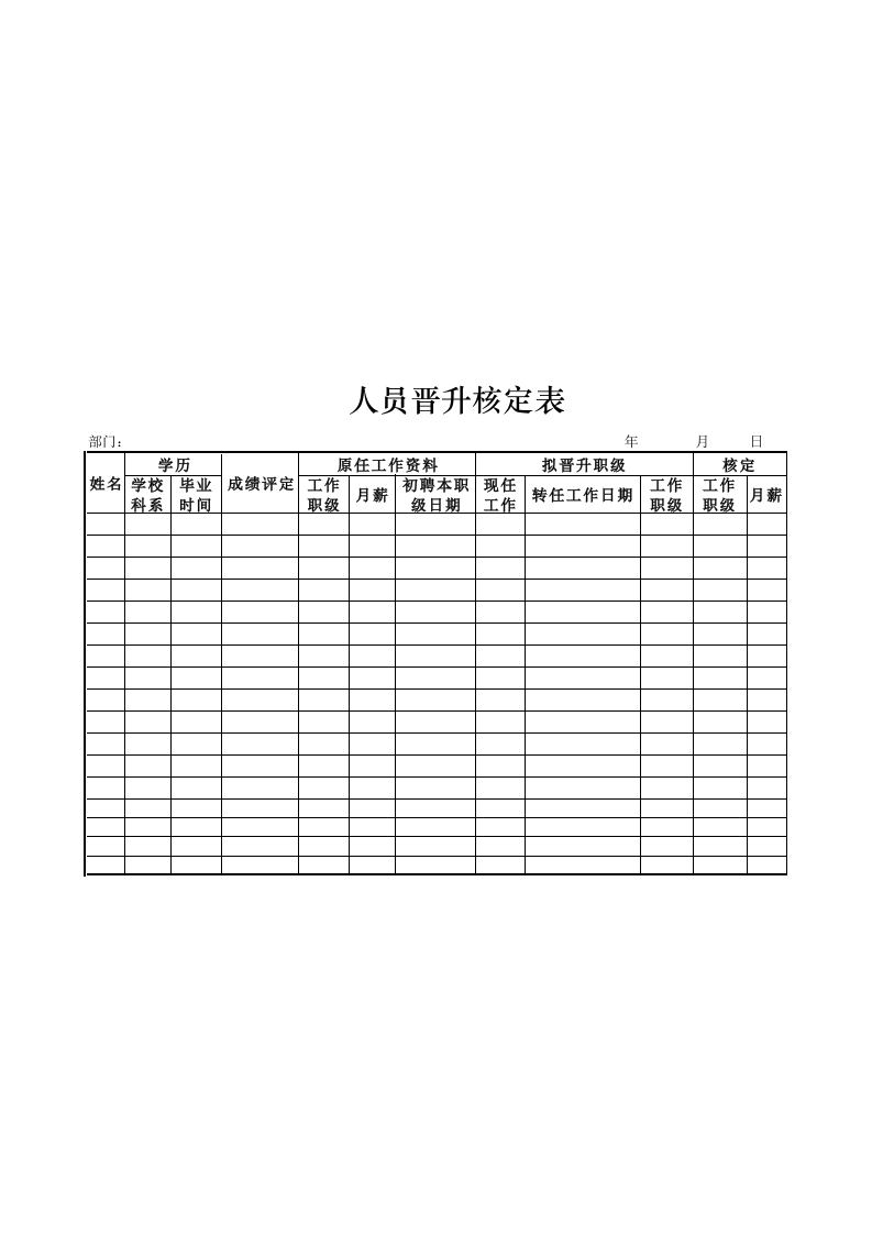 人员晋升核定表-星星万能库