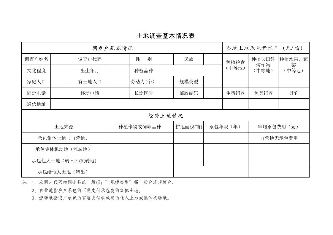 土地调查基本情况表-星星万能库