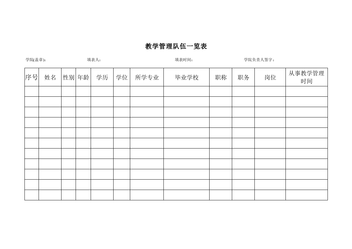 学管理队伍一览表-星星万能库