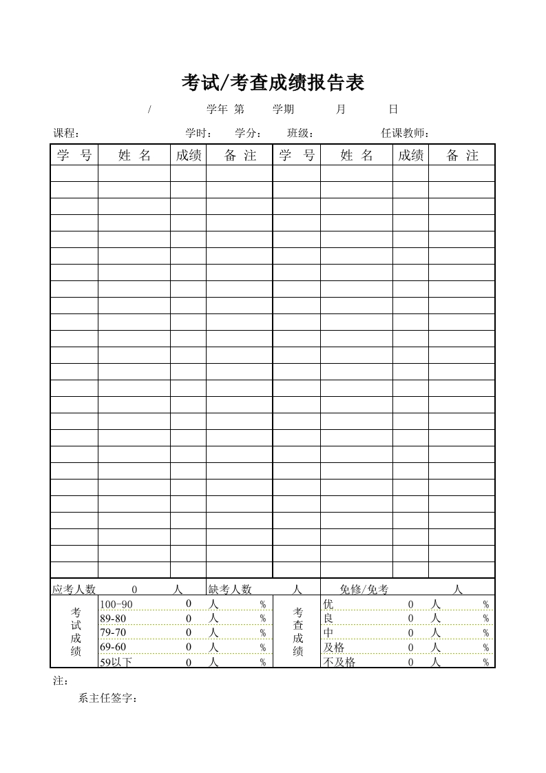 学考试成绩报告表-星星万能库