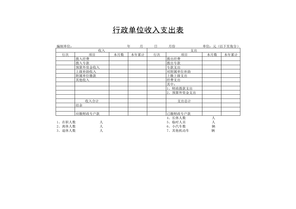 行政单位收入支出表2-星星万能库
