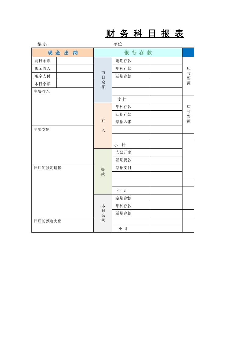 财务科目日报表-星星万能库