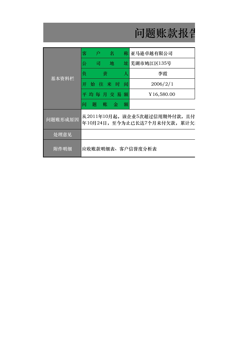 问题账款报告-星星万能库